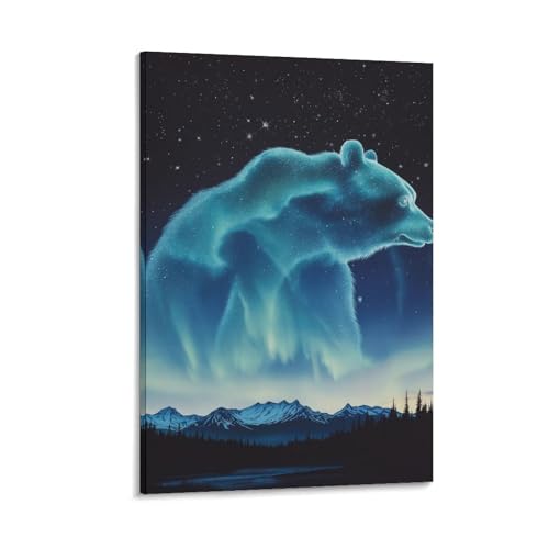 Ours polaire décoration murale : affiche de peinture sur toile 40x60cm pour couloir et chambre