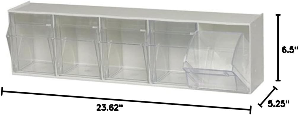 Quantum Storage Systems QTB305WT 5 Drawers Tip Out Cabinet Part Organizer White 7" H x 24" W x 6" D