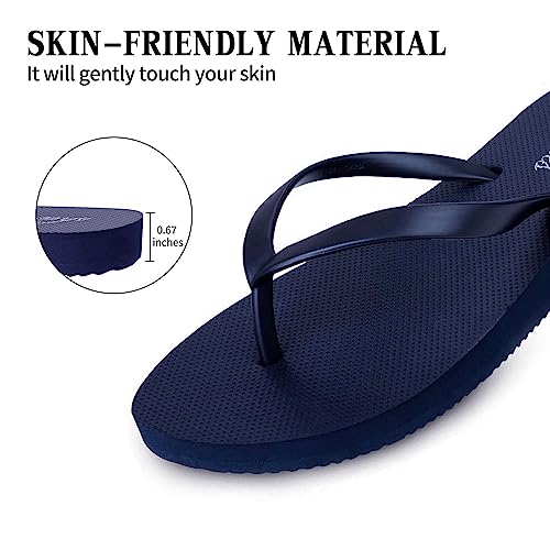 Image of shevalues Slim Basic Flip Flops for Women with Comfortable Yoga Mat | Lightweight Non Slip Rubber Sandals for Beach, Shower, Pool & Summer Casual Wear