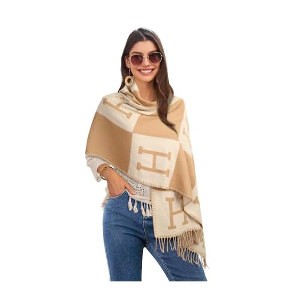 Relang Scarfs for Women Pashmina Silky Shawl Wrap for Evening Dressing Blanket Open Front Poncho Cape - Image 3