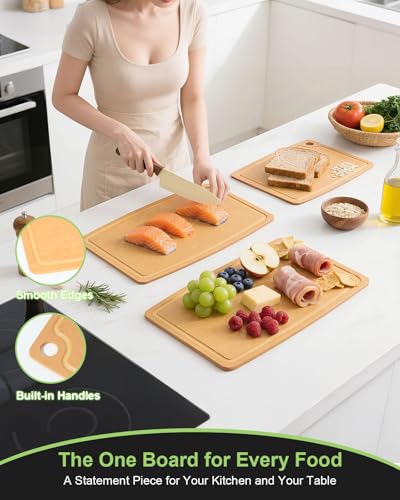 Set de 3 tablas de cortar de fibra de madera, antideslizantes miniatura 2