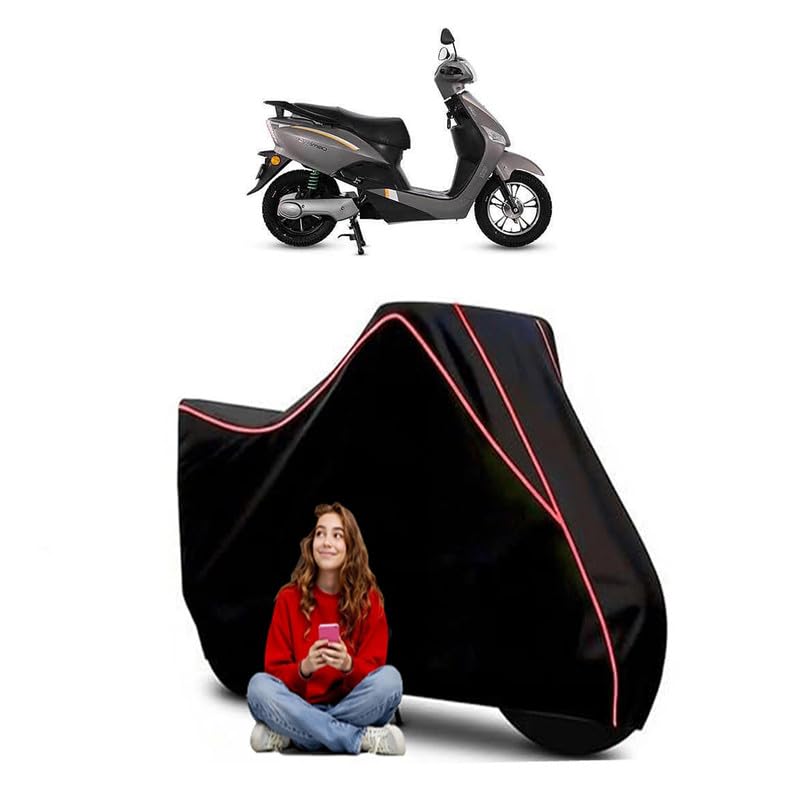 Image of Optima CX 5.0 Scooty Bike Cover Water Resistant Outdoor Use Universal Fit Scooters Motorcycles Heavy Duty UV Protection Dust Rain Scratch Resistant Elastic Bottom Black Blue Piping
