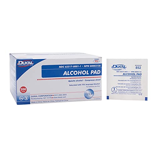 Dukal Alcohol Prep Pad, 2-Ply, Non Sterile, Medium (Pack of 4000)