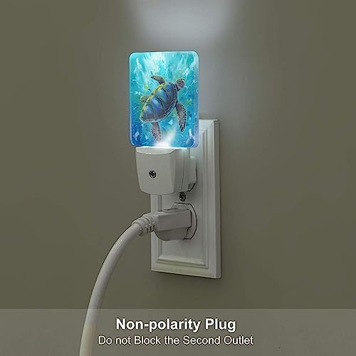 Image of Cartoon Sea Turtle LED Plug-in Night Light 2-Pack, Auto Sensor Nightlights Set of 2 for Bedroom Bathroom