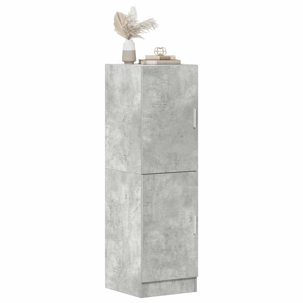 Mobile da cucina in legno grigio cemento, 38 x 41,5 x 131,5 cm, con molto spazio, ante e ripiani, autoportante come mobiletto, credenza o dispensa per cucina e sala da pranzo
