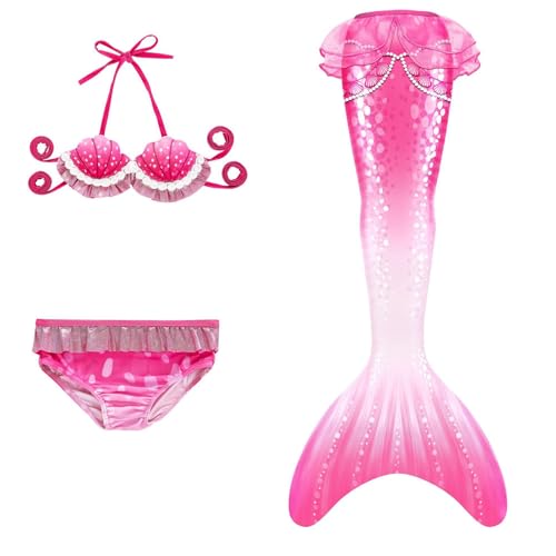 Conjunto de Playa Temático 𝑺𝒊𝒓𝒆𝒏𝒂 para Niñas Bikini de 3 Piezas con Estampado de Escamas y 𝑪𝒐𝒍𝒂, Ideal para Juegos Acuáticos, Piscina y Días de Sol