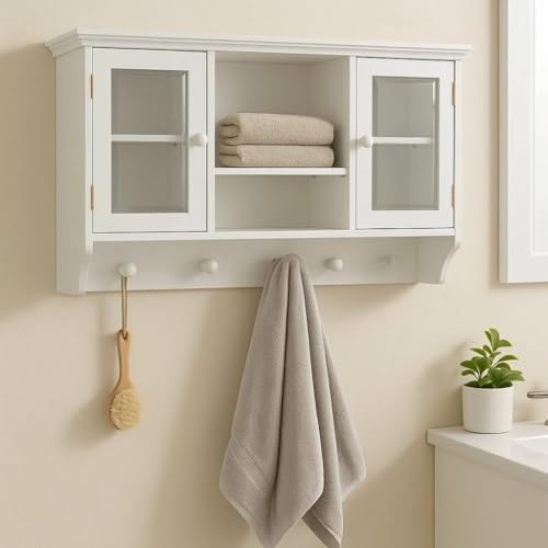 Riyashop Wandschrank Wandgarderobe Wandvitrine Weiss Wandregal...