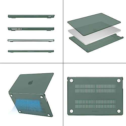 Image of MOSISO Compatible with MacBook Air 15 inch Case M4 M3 M2 2025 2024 2023 Release A3241 A3114 A2941 with Touch ID, Plastic Hard Shell Case&Keyboard Cover&Screen Protector&Storage Bag, Emerald Green