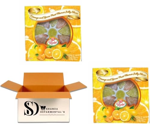 Rose Fruit Jelly Slices Orange & Lemon | Tropical Flavour Sugar Coated Soft Candy 90g (1 Pack Tropical Flavour And Orange & Lemon)