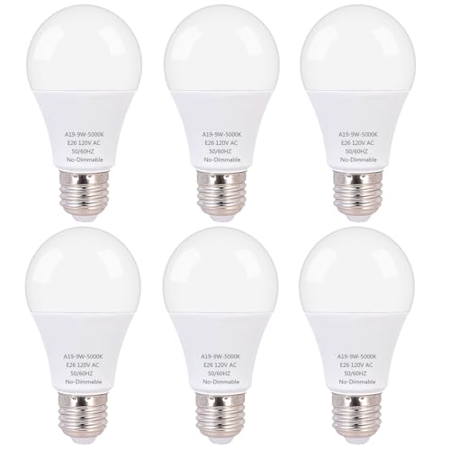 ZwwYvv LED Light Bulb,A19 60 Watt Equivalent, Energy Efficient 9W,800