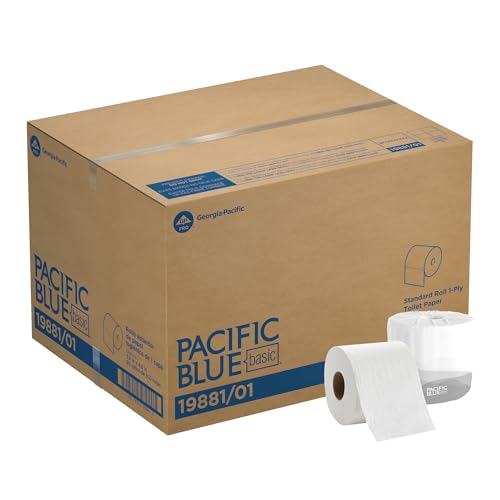 Pacific Blue Basic 1-Ply Embossed Toilet Paper (Previously Branded Envision), 19881/01, 550 Sheets Per Roll, 80 Rolls Per Case