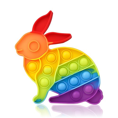 Fidget Toys for Kids Girl Boy,Easter Rainbow Bunny Push Bubble Sensory Toy