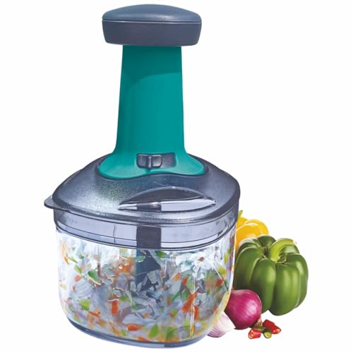 Image of BALTRA Push Chopper 750ml, Manual Hand Press Push Chopper with 3 Blades for Kitchen Effortless Chopping Vegetables & Fruits (1 Years Warranty)
