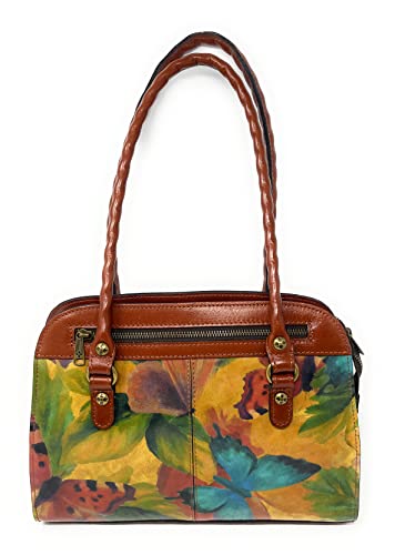 Image of Patricia Nash Leather Calvi Satchel, Watercolor Butterfly