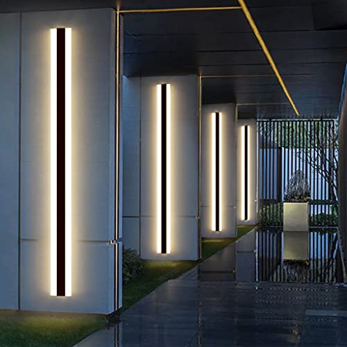 LED Long Wall Lamp Villa Wall Lamp Villa Porch Wall Lamp Outdoor IP65 Waterproof Wall Lights Black Long Light Bar Aluminum Outdoor Wall Lamp Acrylic Warm Light Garden Light-80CM,Warmes Licht - Image 2