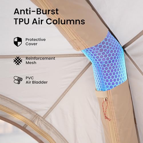 Image of ABORON Inflatable Camping Tent, 4 /6 /8 /10 /12 Person Easy Setup Blow Up Tent with Hand Pump, PU3000mm Waterproof 4 Season Glamping Tent for Outdoor Camping