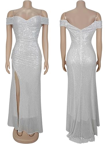 Image of Figdaw Fully Lined Soft Sequin Evening Dress for Women Formal,Wedding,Prom,Gala