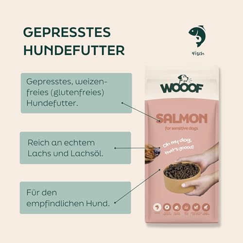 WOOOF Lachs 14kg kaltgepresstes Hundefutter mit Fisch | Trockenfutter, natürlichen Zutaten, Lachsöl & Ohne Weizengluten
