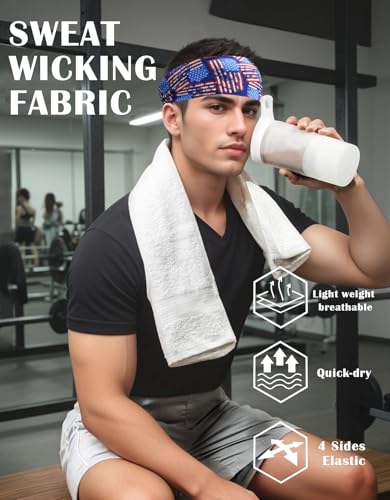 Image of Headbands for Men & Women, Sweat Headband Non-Slip Sweatband Sports Running Cycling Yoga Basketball Workout Football Training
