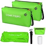 トラベルポーチ 圧縮収納 「2枚+電動ポンプ+洗面ポーチ」22L 衣類50%削減 手動/真空両用 3WAY TPU速乾素材 完全防水防塵 3WAY 3泊分衣類収納 マルチユース アップルグリーン