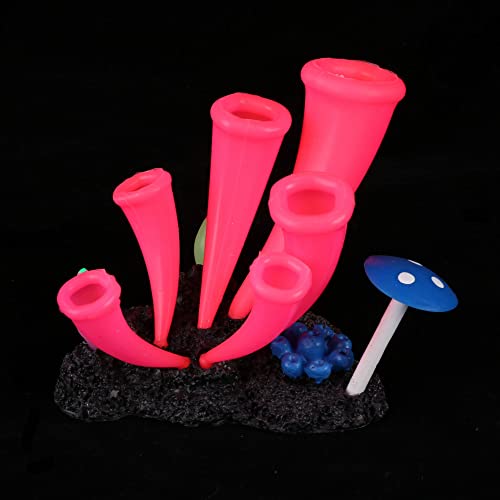 Image of Lpraer 4 Pack Glow Aquarium Decorations Horn Coral Branch Coral Kelp Sea Urchin Simulation Glow Plant Glowing Effect Silicone for Fish Tank Decoration