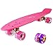 hausmelo Skateboard Mini Cruiser Retro Board Komplettboard für Anfänger Kinder Jugendliche und Erwachsene, 22 Zoll Komplett Board 57x16cm mit ABEC-7 Kugellager, LED PU Leuchtrollen, T-Tool (Rosa)