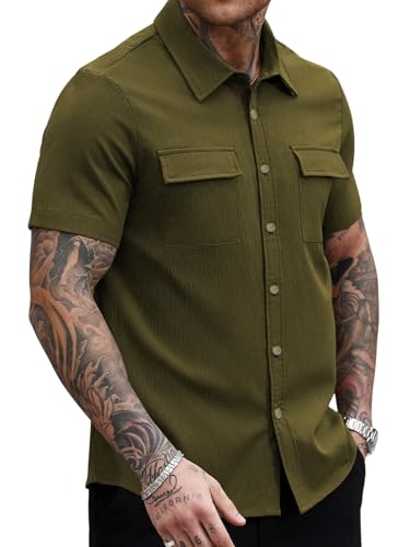 Image of GRECIILOOKS Shirt for Man | Classic Summer Shirt for Man | Men's Regular Fit Soft Cotton Blend Casual Shirts with Button Closure