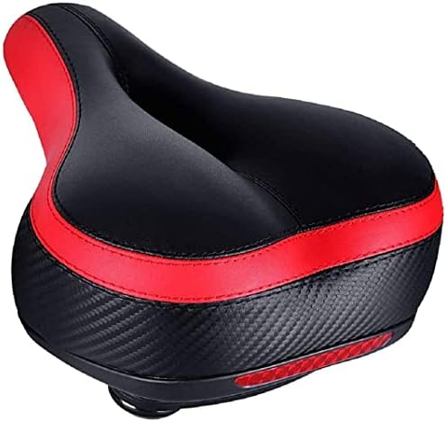 TONBUX Comfortable Bike Seat Replacement with Dual Shock Absorbing Ball Wide Memory Foam Bicycle Seat with Mounting Wrench - Black/Red