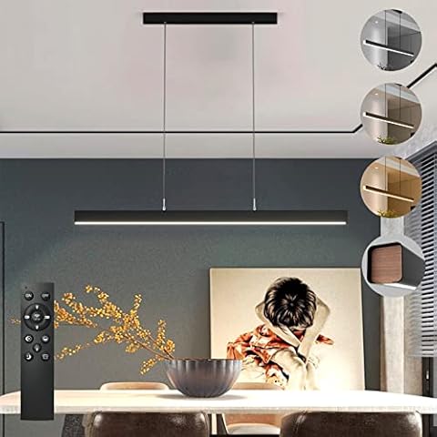 Lámpara Colgante KSIBNW LED 80CM Mesa Comedor Regulable Negro Cover