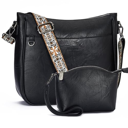 Image of 2PCS /Set Crossbody Bags for Women,Vegan Leather Hobo Purse Wallet For Women Set,Shoulder Bags With 2 Adjustable Strap