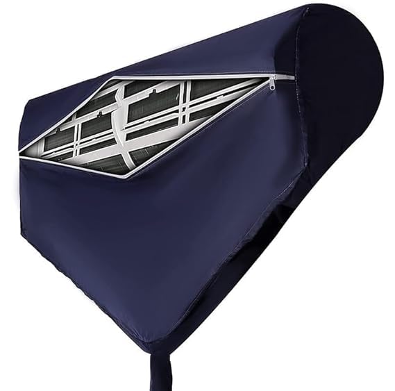 Image of Polyester Split Ac Service Wash Bag Cover Ac Service Cleaning Cover Waterproof Indoor Unit Service Cover Bag With Drain Outlet Ac Service Wash Bag Cover Jacket For 1.5 Ton Color Blue