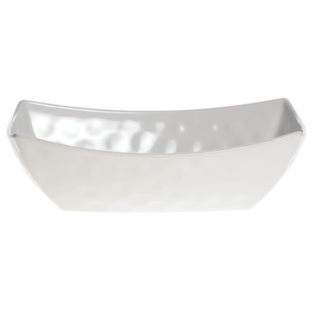 Melamine Serving Bowl with Hammered Finish - 12 3/4"L x 6 3/4" W x 4"H by HUBERT – Melamine, White, Model 4613