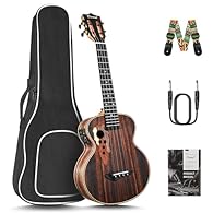 STRIPED EBONY WOOD BODY - Caramel CT904 26 inch Tenor Ukeleles are made of Ebonywood with beautiful wood grain patterns makes the perfect choice for moonlit beach strolls and bonfire singalongs, as well as a guaranteed conversation starter in any per...