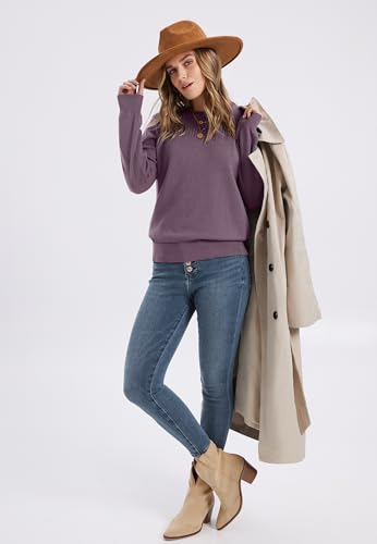 XIEERDUO Sweaters for Women 2025 Long Sleeve Tops Round Neck Ribbed Knit Pullover Sweater Loose Fit4