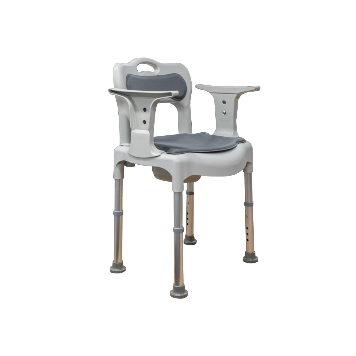 Sedia Comoda per Doccia in Alluminio con Altezza Regolabile – Seduta Ergonomica con Schienale e Braccioli Removibili