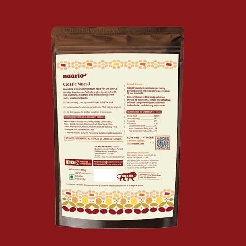 Image of Naario Classic & Chocolate Muesli Combo | No Added Sugar | Real Fruits & Nuts | High Fibre Breakfast Cereal | No Preservatives | Ready in 2 Minutes | 500g