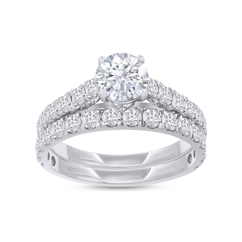 Bridal Ring Set for Women Center 0.60 Ct Round Lab Grown Diamond...