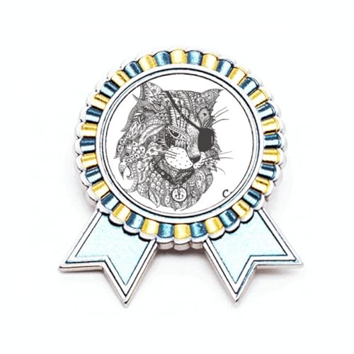 Broche chat médaille de prix oeil art déco finition métal M