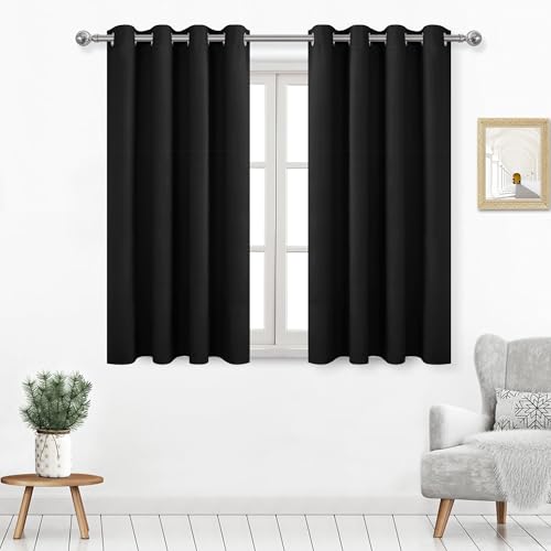 Image of DWCN Blackout Curtains for Bedroom Living Room 52 x 45 Inch 2 Panels Black