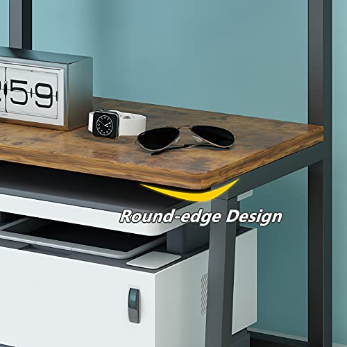 Tmucung Desktop Printer Stand With Storage, 3-Tier Multifunctional Stand For Printer Scanner, Book Shelf Printer Stand Tables For Small Space, Organizer Shelves For Home Office Kitchen - Brown #TOP6