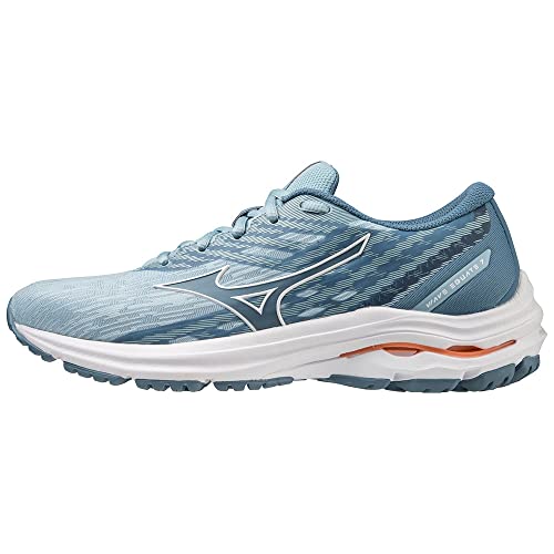 Combinando l'ammortizzazione e la stabilità dell'onda mizuno, la scarpa ha anche un interno ondulato e più alto che consente un movimento fluido del corpo evitando che l'arco del piede collassi
