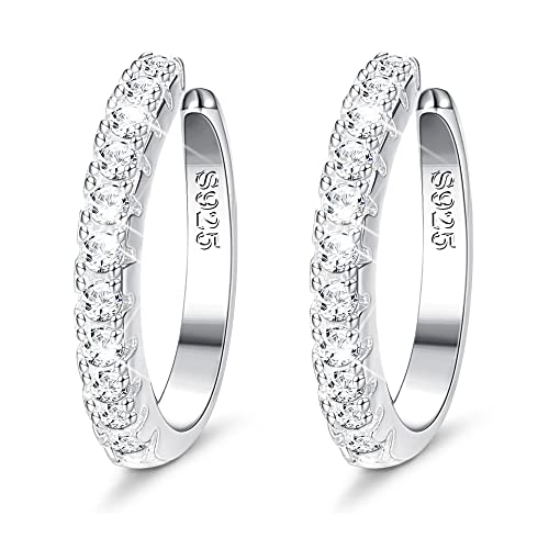 Sllaiss Minimalist 12mm Ear Cuff Cubic Zirconia 925 Sterling Silver Cuff Earrings for Women CZ Pave Non Pierced Ear Cuff 18K Gold Plated