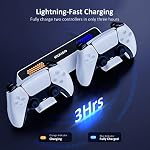 NexiGo PS5 and PS5 Pro Wall Mount Kit with Charging Station, Dual Controller Chargers, Steel Wall Stand, and Headphone Hanger - Compatible with PlayStation 5 (Disc & Digital)