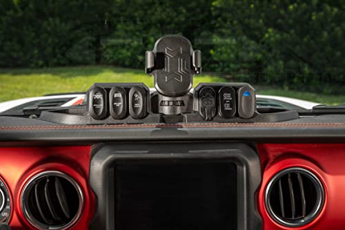 Rugged Ridge 13551.39 Dash Multi-Mount Phone Holder with Switch Pods fits 2018-Current Jeep Wrangler JL & Gladiator, Black