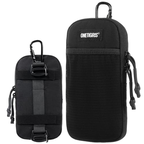 OneTigris Taktische Handytasche EDC Pouch Molle Tasche Klein mit Karabinern für 4 7-6 7 Handys Outdoor Handyhalter für Radfahren Laufen Bergsteigen Reisen-Reines Schwarz