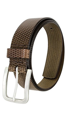 LeJon Diamond Patterned Genuine Italian Saddle Leather Casual Belt 1-3/8" (35mm) Wide4