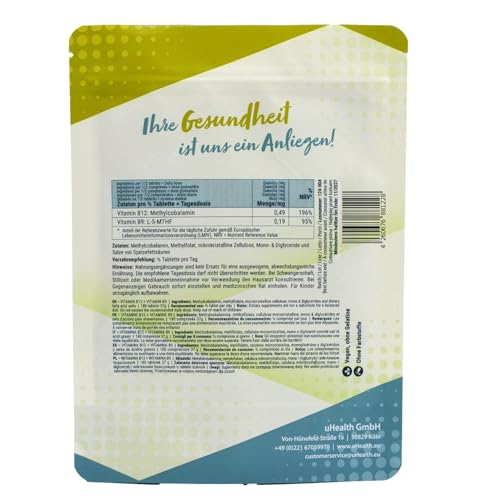 VITAMIN B12 + VITAMIN B9; METHYLCOBALAMIN 500µg + METHYLFOLAT 200µg; (1/2 Tablette pro Tag) (1)