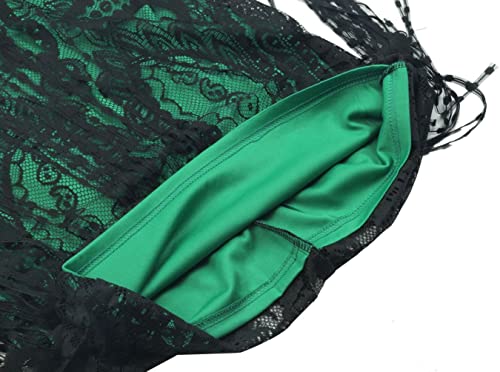 Image of Women 1920s Gatsby Flapper Dress Sexy Open Back Strap Fringed Cocktail Party Dress with 20s Accessories