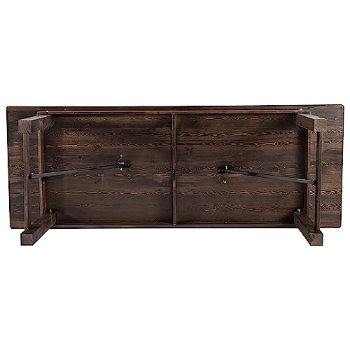 Flash Furniture Hercules Commercial Grade Farmhouse Dining Table | Solid Pine Foldable Table for 10 in Antique Rustic Mahogany | Rustic Charm for Home and Events - Image 12