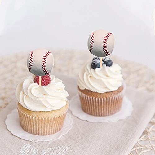 Ycthunfish 24 Pack Baseball Cupcake Toppers Assembled Sport Theme Ball Cupcake Picks Baseball Theme Baby Shower Kids Birthday Party Cake Decorations thumb #6